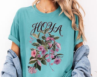 Hoya Plant Shirt, Comfort Colors Tee, Cute Wax Plant Graphic Tshirt, Vintage Botanical Flower Gift For Plant Mom Women