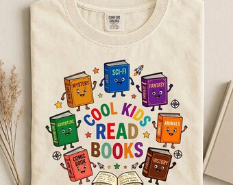 Cool Kids Read Books Shirt, Comfort Colors Tee, Cute Teacher Librarian Tshirt, School Literacy Positivity Gift Women