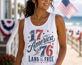 4th July 250th Year Shirts, Vintage America 1776 Tank Top, Land Of The Free Graphic Tee, Comfort Colors® USA Freedom Celebration Top