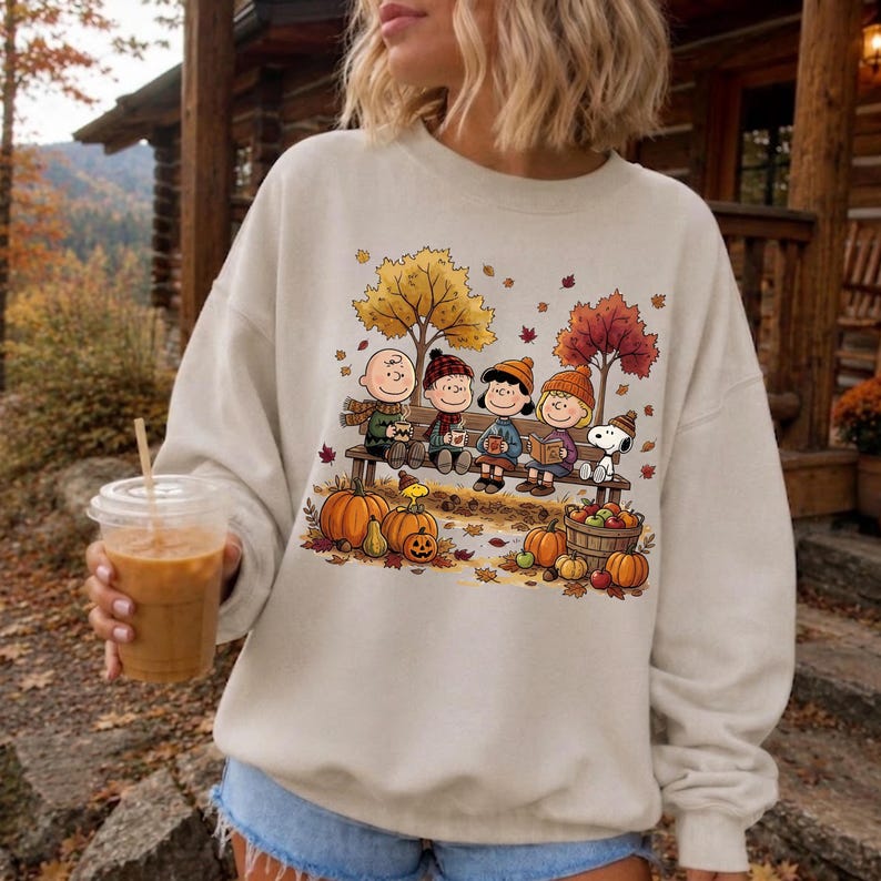 Problem Tree Visual Layout Retro Fall Friends Sweatshirt, Cute Autumn Cartoon Graphic Tee, Vintage ...