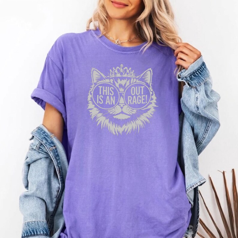 This Is An Outrage Cat Shirt, Funny Grumpy Cat Tee, Sassy Cat Lover Gift, Retro Sunglasses Cat T-Shirt, Vintage Aesthetic Cat Graphic Top image 7