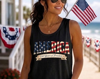4th July 250th Year Shirts, Vintage USA 250th Anniversary Tank Top, Distressed 250 Years of Freedom Shirt, Comfort Colors® Patriotic Gift
