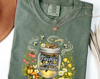 Fireflies And Front Porch Nights Shirt, Comfort Colors Tee, Cute Summer Cottagecore Tshirt, Cozy Southern Gift For Women