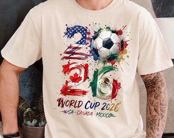 USA Canada Mexico Flags Comfort Colors Tee, North America Soccer Shirt, Paint Splatter Soccer Graphic Tee, United Tournament Fan Gift