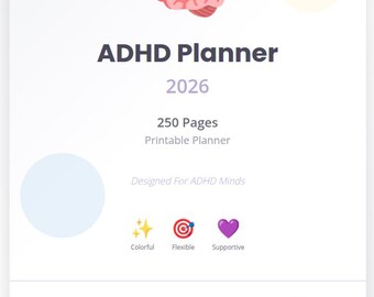 ADHD Planner 2026 | 250-Page Printable Productivity Organizer (Digital Download)