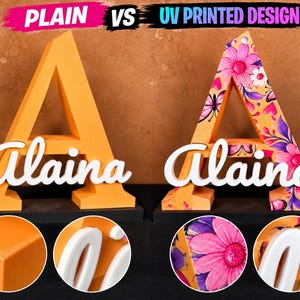 Personalized 3D Printed Name Sign, Custom UV Printed Initial Letter, Unique Name Decor for Home, Office, Man Cave, Bedroom & Nursery image 4
