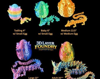 Articulated Crystal Dragon, 3D Printed Flexible Toy, Fantasy Figurine, Desk Fidget, Dragon Decor