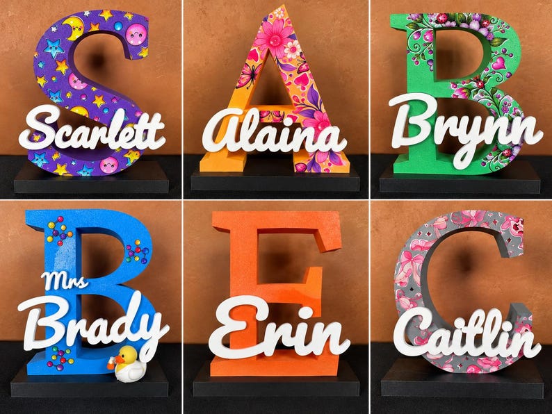 Personalized 3D Printed Name Sign, Custom UV Printed Initial Letter, Unique Name Decor for Home, Office, Man Cave, Bedroom & Nursery image 7