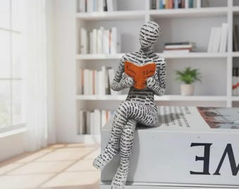 読書する女性 - 本好きへのギフト、読書好きのための装飾置物、棚と机の飾り、読書彫刻