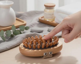 Houten hoofdhuidmassageapparaat met bamboetanden | Milieuvriendelijk haarverzorgingsmiddel van beukenhout