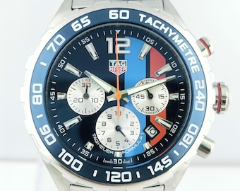 Vintage Tag Heuer Formel 1 Chronograph Quarz Blaues Zifferblatt Tachymetre Herren Armbanduhr Kostenloser Versand