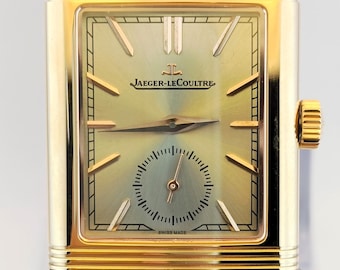 Reloj de pulsera vintage Jaeger Lecaultre Reverso de cuarzo con subesfera plateada para hombre