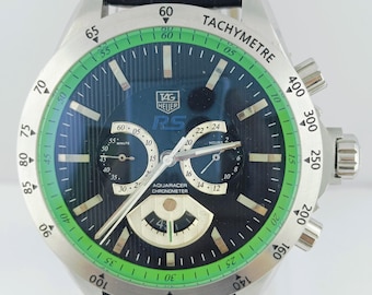 Orologio da polso vintage Tag Heuer RS Aquaracer Tachymetre al quarzo con quadrante nero da uomo, spedizione gratuita.