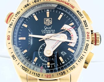 Orologio da polso vintage Tag Heuer Grand Carrera Calibre 36 Cronografo al quarzo con quadrante bianco, spedizione gratuita.
