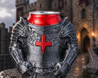 Ritter Dosenhalter 3D Druck – Ritterrüstung Getränkekühler, Bierhalter, Mittelalter Deko, Geschenk für Männer, Desk Zubehör