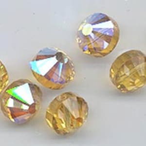 ワオ - ヴィンテージ スワロフスキー クリスタル ビーズ 12 個: アート 349/5101 - 8 mm - 希少カラー ライト トパーズ AB