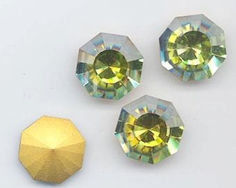 Four dazzling Swarovski hexagonal crystal stones - art. 4655 - 16 mm - effect color sahara