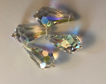 Four dazzling vintage Swarovski crystal pendants: Art. 6000 - crystal AB - 22 x 11 mm
