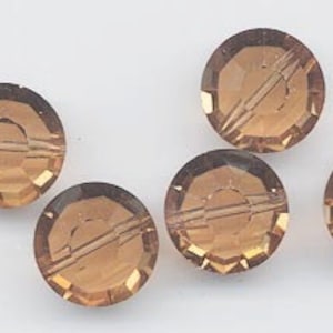 6 awesome and very rare vintage Swarovski crystal beads -- Art. 5100 - 14mm - discontinued color colorado topaz
