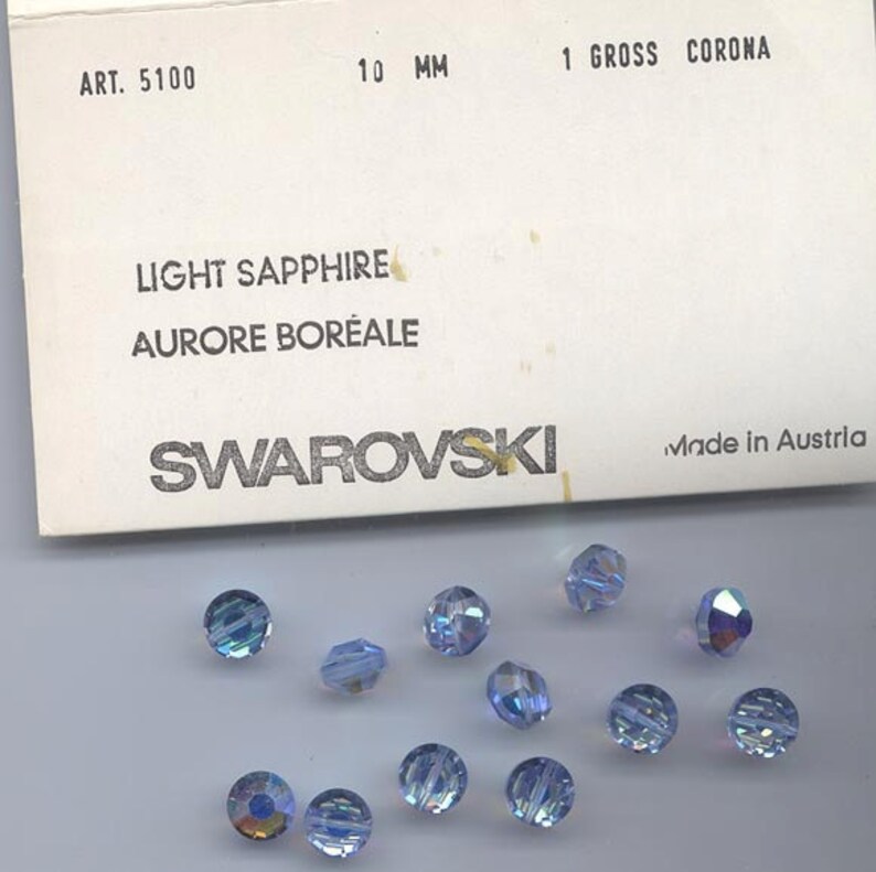 Crystal Lable 8 Rare Vintage Swarovski Crystal Beads -- Art. 5100 - 10mm - Light ...