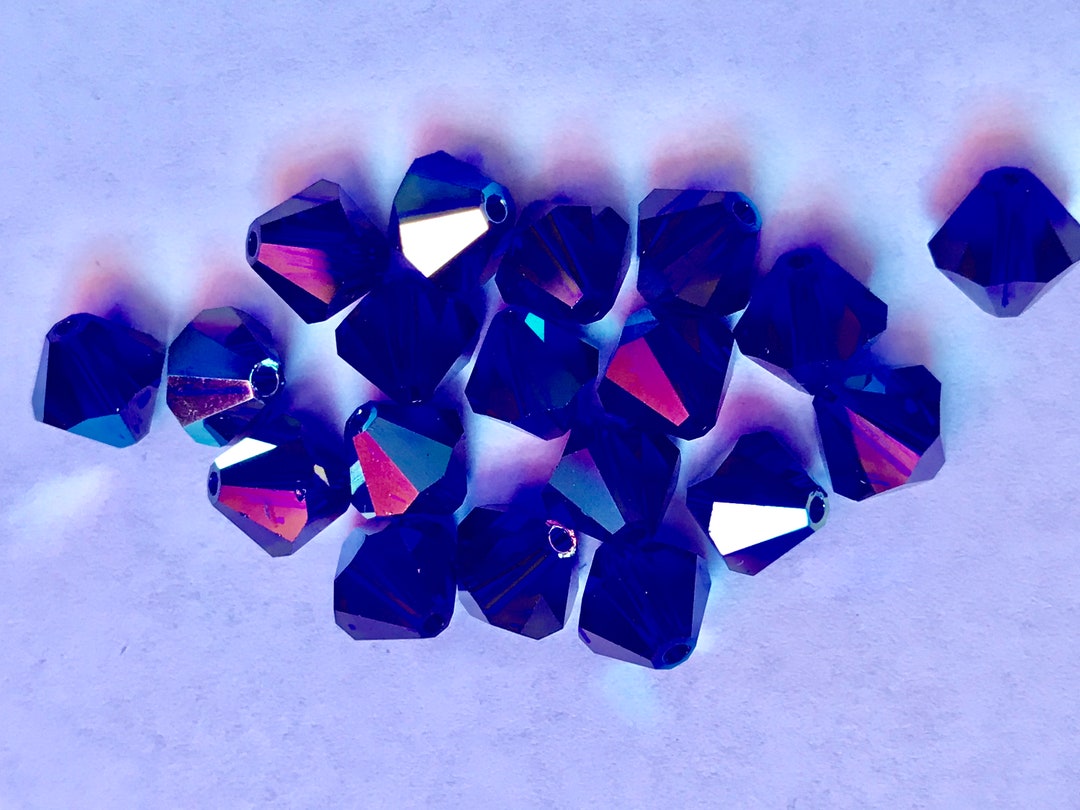 Twelve Beautiful Discontinued Swarovski Crystals Art. 5301 bicones 8 Mm Rare Color Cobalt AB Etsy