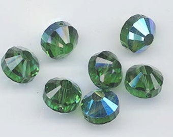 Wow - 12 vintage Swarovski crystal beads: Art. 349/5101 - 8mm - green turmaline AB
