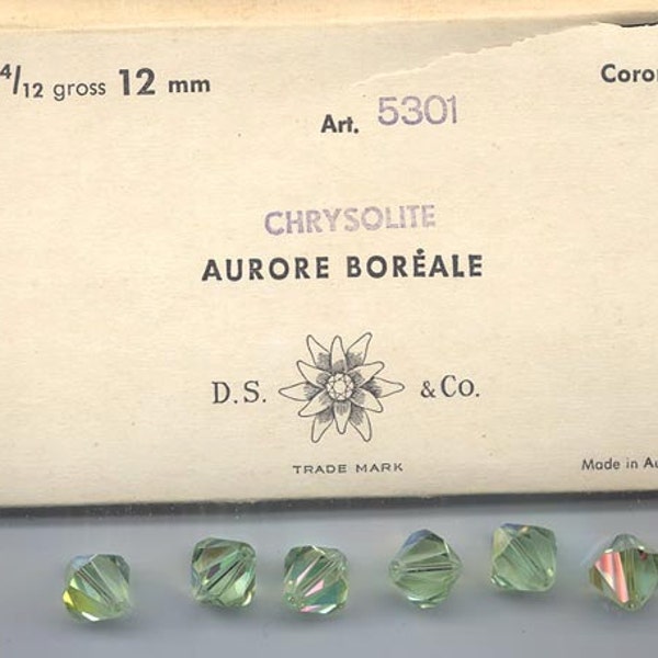 Factory pack (30% off) vintage Swarovski crystal beads - Art. 5301 - 12 mm - chrysolite AB - 4/12 gross (48pcs)