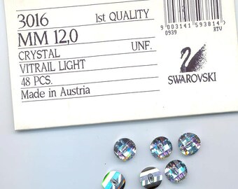 Six Very Rare Swarovski Crystals - Art. 3016 - 12mm - Sew-on