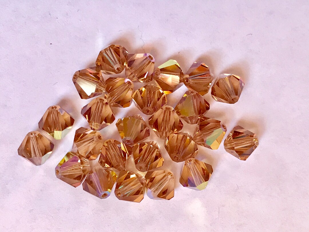 12 Vintage Swarovski Crystals Discontinued Art 5301 8 Mm Light Colorado Topaz AB Etsy