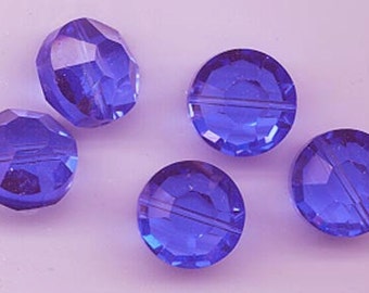 6 awesome and very rare vintage Swarovski crystal beads -- Art. 5100 - 14 mm - sapphire