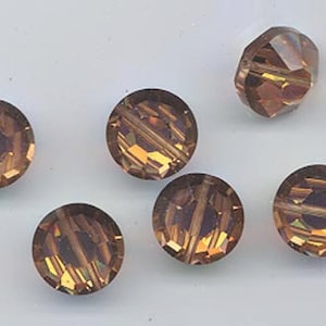 6 awesome and very rare vintage Swarovski crystal beads -- Art. 5100 - 12mm - discontinued color colorado topaz AB
