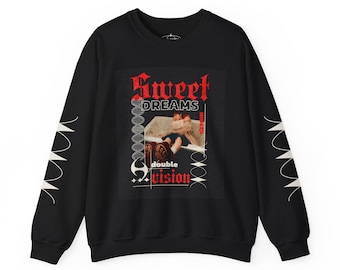 Sudadera con cuello redondo y estampado de collage "Dulces Sueños"