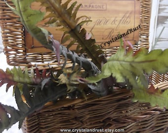 Helecho de otoño - Flores artificiales de seda - Follaje - Ramos de boda - Arreglos artificiales - Materiales de bricolaje - M001