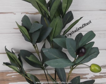 Rama de olivo - Flores artificiales de seda - Follaje - Ramos de boda - Arreglos artificiales - Materiales de bricolaje - DF018