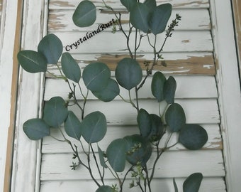 Rama de eucalipto con semillas - Flores artificiales de seda - Follaje - Ramos de boda - Arreglos artificiales - Materiales para bricolaje - SH0230