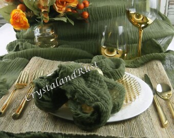 LIQUIDACIÓN: Estola rústica color oliva para bodas, camino de mesa, servilletas, mantas para bebés, cortinas para pérgola