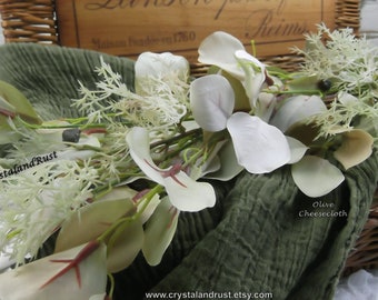 Hierba de eucalipto en aerosol - Verde claro y crema - Follaje - Ramos de boda - Arreglos artificiales - Materiales de bricolaje - DC010