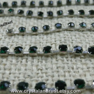 Remnant Emerald Rhinestone Chain in Silver Base - #31 - ALL SALES FINAL