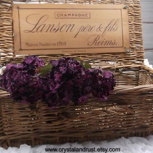 Dark Purple Snowball Spray - Artifiical Silk Flowers - Foliage - Wedding Bouquets - Faux Arrangements - DIY Supplies - RH005