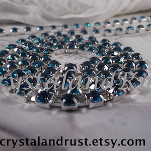 6mm --- Blue Zircon Rhinestone Cup Chain --- Silver Base Metal --- 1 yard (36 inch)