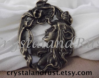 2pc. Gorgeous Lady Pendant --- Antique Bronze Color --- CHM - 132