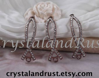 3 - Copper Fish Symbol Bracelet Connectors --- Copper Color --- RS01C