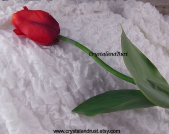 Red Tulip - Artificial Silk Flowers - Wedding Bouquets - Faux Arrangements - DIY Supplies - SH0096