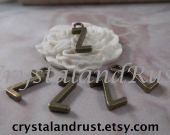 20 Letter "Z" Antique Bronze Charms --- Antique Bronze Color