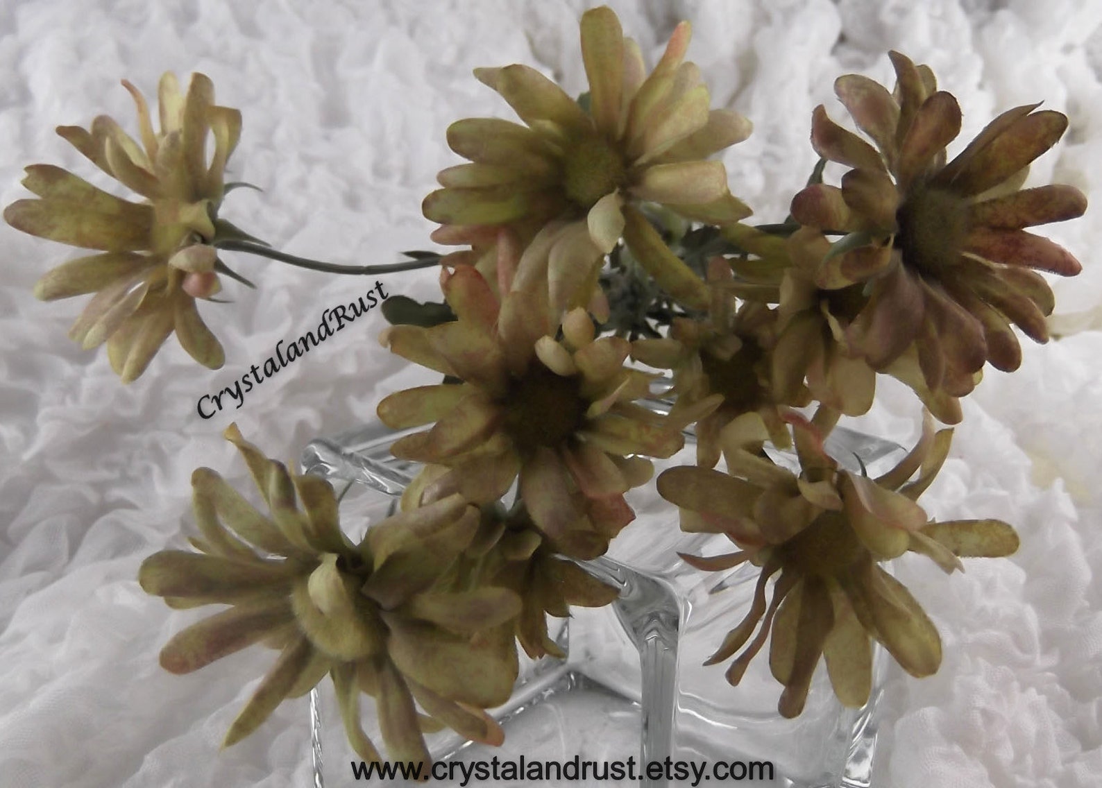 Artificial Silk Flowers Light Sage Green Daisy Wedding Etsy