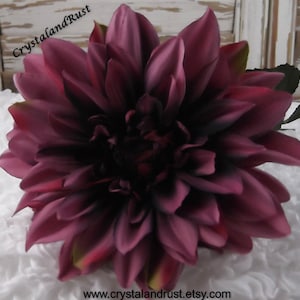 Large Dusty Purple Mauve Dahlia - Artficial Silk Flowers - Foliage - Wedding Bouquets - Faux Arrangements - DIY Supplies - SH0198