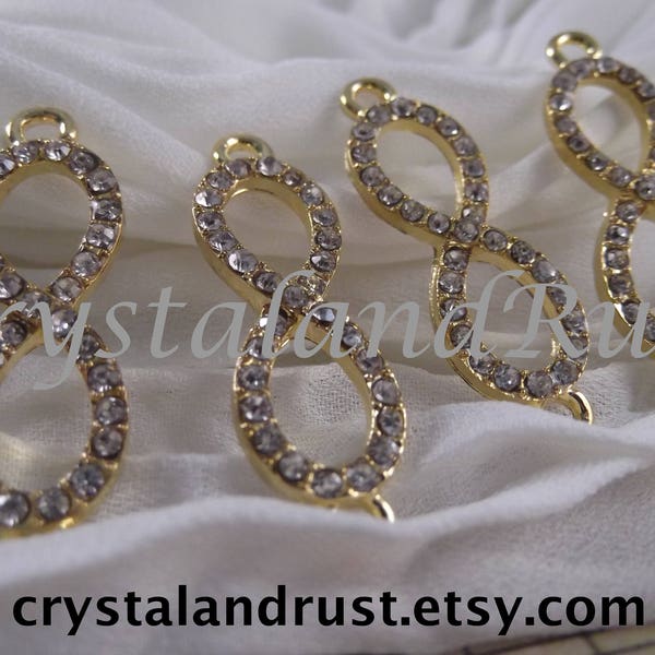 4pc.Set Infinity Symbol Bracelet Connectors --- GoldColor --- RS202G