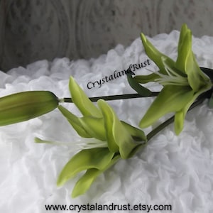Lily Spray Green - Artificial Silk Flowers - Wedding Bouquets - Faux Arrangements - DIY Supplies - SH0009