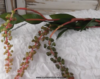 Tallo de Baya Verde - Flores Artificiales de Seda - Follaje - Ramos de Boda - Arreglos Artificiales - Materiales de Bricolaje - SH0217