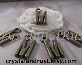 20 Letter "M" Antique Bronze Charms --- Antique Bronze Color